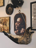 Black Jaw Bone with Gold Spider Web Hanging